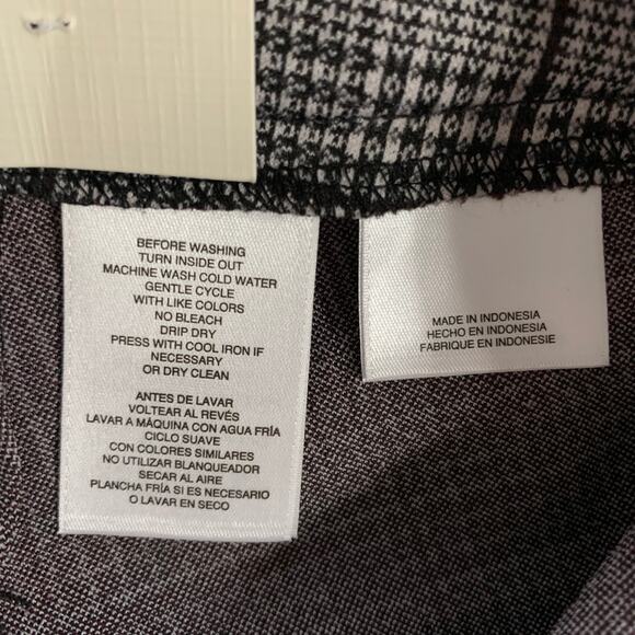 New Anne Klein Pants Slim Ankle Black White Plaid Pull On Stretchy Women's 1X - Picture 8 of 10